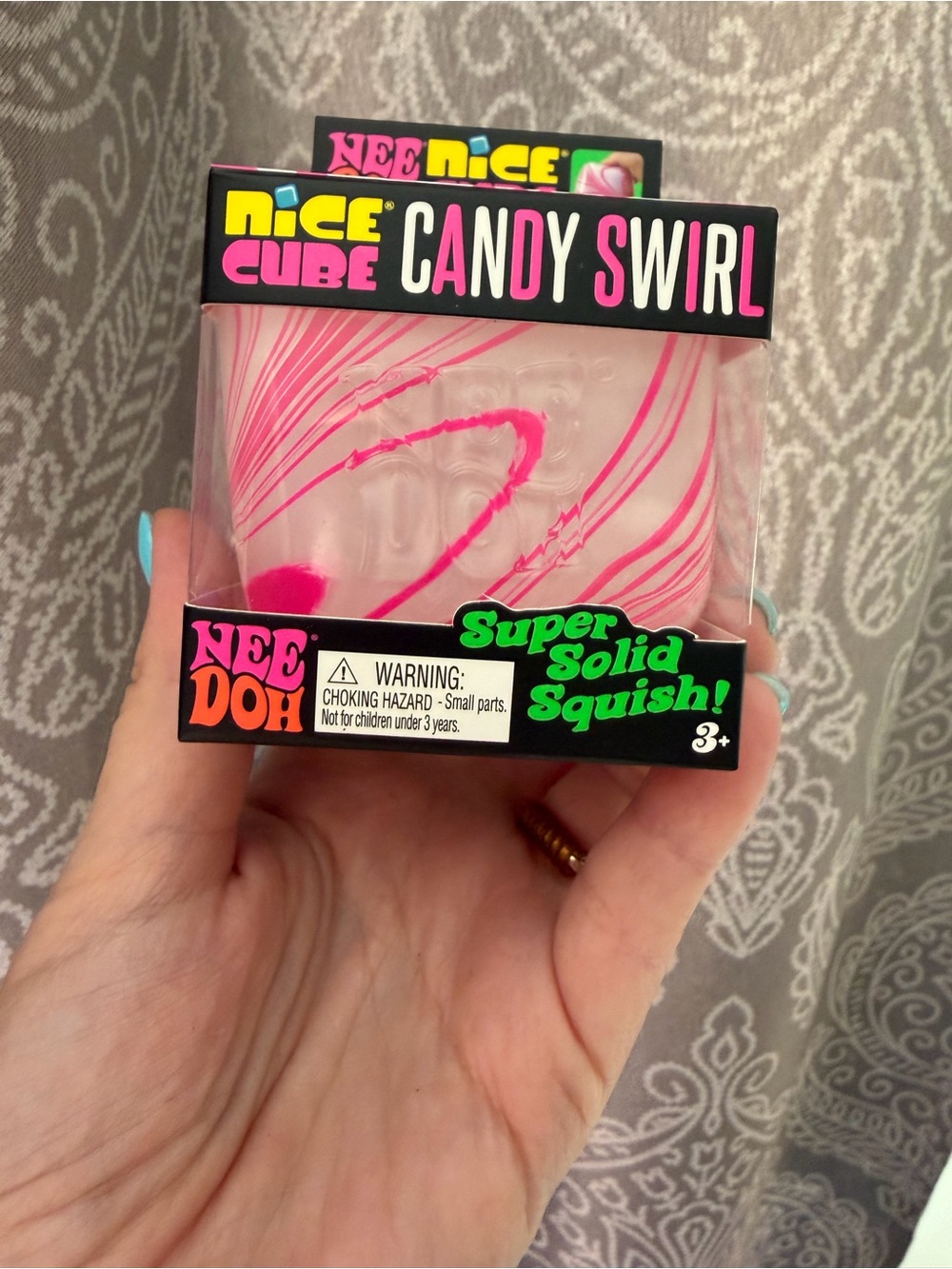 NeeDoh Nice Cube Candy Swirl Squish Toy - Pink